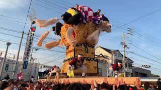 【平成30年 新居浜太鼓祭り】(4K対応)多喜浜駅前かきくらべ  沢津太鼓台除車演技 豪快な放り投げ【2018年10月17日】Niihama Taiko Festival(Ehime Japan)