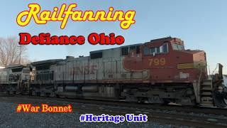 Railfanning Defiance, Ohio | BNSF Warbonnet & B&O Heritage Unit | CSX Train Action @ ND&W Diamonds