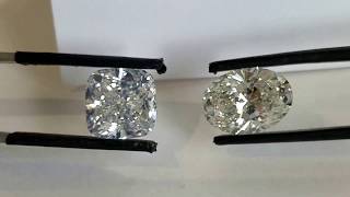 Real diamond Color comparision of none and very strong fluorosence diamond