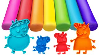 Create Peppa Pig Family with Play Doh Molds | Best Learn Shapes & Colors | Preschool Toddler Videos