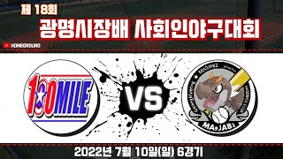 [LIVE] 7월 10일(일) 제18회 광명시장배사회인야구대회 6경기 [100마일 VS 마구잡이]