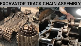 How to repair or assembly work excavator track chain || Technical production skills