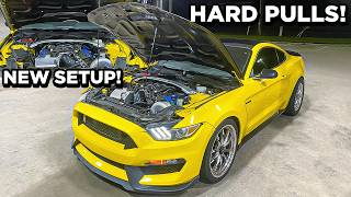 SCREAMING!! First HARD PULLS in Supercharged Shelby GT350 on NEW SETUP!!