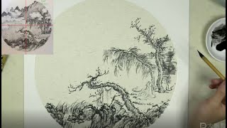 国画山水课程第二十一节课，坐看云起图，详细解析元代山水的画法