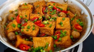 CÁCH LÀM ĐẬU HŨ KHO NẤM RƠM, MÓN ĂN RẤT NGON, RẤT HAO CƠM