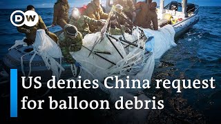 Balloon shot down over US continues to cause tensions between superpowers | DW News