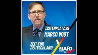 Zeit für Marco Vogt: Bewerbungsrede des Düsseldorfer AfD-Listenplatzkandidaten Marco Vogt in Marl