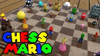 Super Mario and Pacman in a chessboard adventure