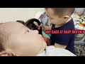 Boy Gags at New Born Baby Brother || Try Not To Laugh