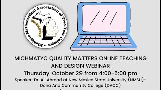 Quality Matters Online Teaching and Design Webinar