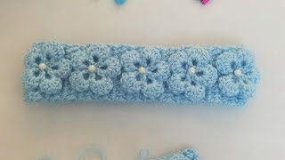 بندانه كروشيه 3D بالورود ....  crochet flowers 3D headband