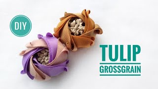 How to Make Tulip Grosgrain |  DIY Tulip |  Grosgrain Ribbon Flowers