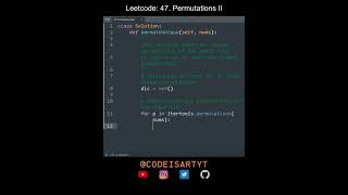 Leetcode 47. Permutations II in Python | Python Leetcode | Python Coding Tutorial | Python Code ASMR