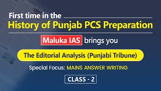 The Editorial Analysis- Punjabi Tribune|| CLASS 2 || MALUKA IAS