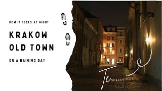 🌙 How It Feels at Night in Krakow Old Town 🌧️ On a Rainy Day