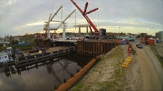 Plaatsen nieuwe ophaalbrug Meppelerdiepsluis | Timelapse