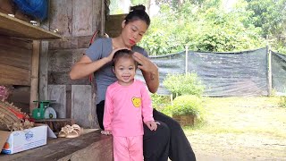 harvesting fish with nets in the deep forest alone a single mother and her daughter