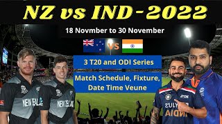 India vs New Zealand ODI and T20 series 2022 || final match schedule, timetable || Ind vs Nz
