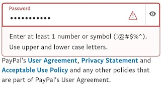 Enter at least 1 number or symbol | Paypal password problem fix | Use upper and lower case letters