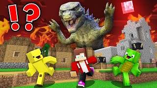 Why GIANT GODZILLA Attack JJ, Mikey and Banana Kid Village in Minecraft Maizen!