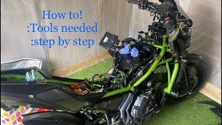 How to replace spark plugs + air filter on Kawasaki z650 !  Step-by-step