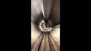 Elon Musk at speed, swept in a tunnel Hyperloop near Los Angeles