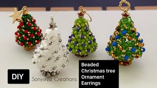 3D Beaded Christmas Tree Earrings/ Ornaments/DIY Christmas Tree || Christmas Gift Ideas #diy #craft