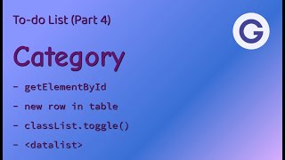 To-do List #4 Category - Learning vanilla JavaScript via mini-projects