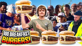 Making 100 Breakfast Burgers For The Homeless!