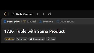 1726. Tuple with Same Product | Leetcode solution 6/02/2025 #python3 #coding #leetcode