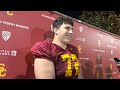 usc ol andrew vorhees on the joe moore award his final coliseum game