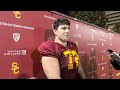 usc ol andrew vorhees on the joe moore award his final coliseum game