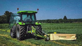 Tractor Deutz Fahr 5100G and Krone ActiveMow 240 // NEW KRONE AMR 240 MOWER DEUTZ-FAHR 5 Series //