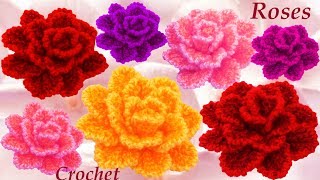 Como Tejer flor rosa casi natural tejido a Crochet