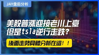 【Jay 收盘报告】美股普漲迎接老川上台，但是tsla逆行走跌？後面走勢具體分析在這！！