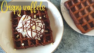 Crispy Chocolate Waffles recipe | Easy Nutella waffles recipe in 10 minutes | Easy Dessert recipe