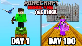 I Survived 100 Days on ONE BLOCK in Hardcore Minecraft...