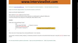 Explain java thread sleep method java interview question and answer