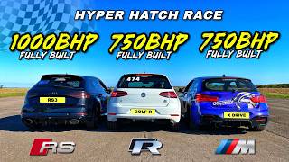 1000HP AUDI RS3 vs 750HP XDRIVE BMW M140i vs 750HP GOLF R