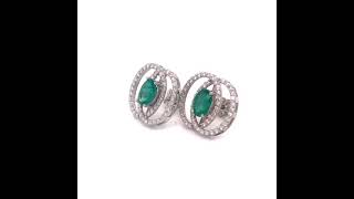 Diamond Emerald Earrings 14k White Gold 2.16 TCW Certified $6,950 018689