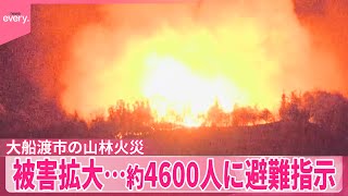 【大船渡市の山林火災6日目】被害拡大…約4600人に避難指示、2100ヘクタール焼失