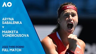 Aryna Sabalenka v Marketa Vondrousova Full Match | Australian Open 2022 Third Round