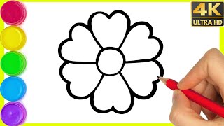 How to draw a Flower Drawing || Flower Drawing easy step by step drawing for beginners in easy way.