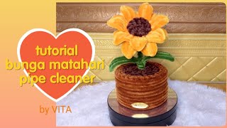 DIY SUN FLOWER pipe cleaner / tutorial toples hias bunga matahari kawat bulu mercy