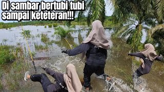 NGERI-NGERI SEDAP!cewe KOTA MASUK RAWA MENANGKAP IKAN PREDATOR,MANCING IKAN TOMAN Pakai DAGING T-REK