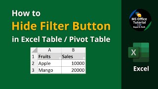 How to hide filter button in Excel (table / pivot table)