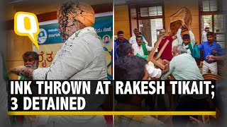 Ruckus After Ink Thrown at BKU Leader Rakesh Tikait in Bengaluru, 3 Detained | The Quint