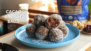 Healthy Cacao Energy Balls | No Bake, Vegan, Healthy Snack Recipe