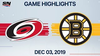 NHL Highlights | Hurricanes vs. Bruins – Dec. 03, 2019