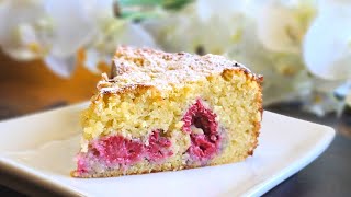 Easy Soft and Tender Raspberry Almond Cake